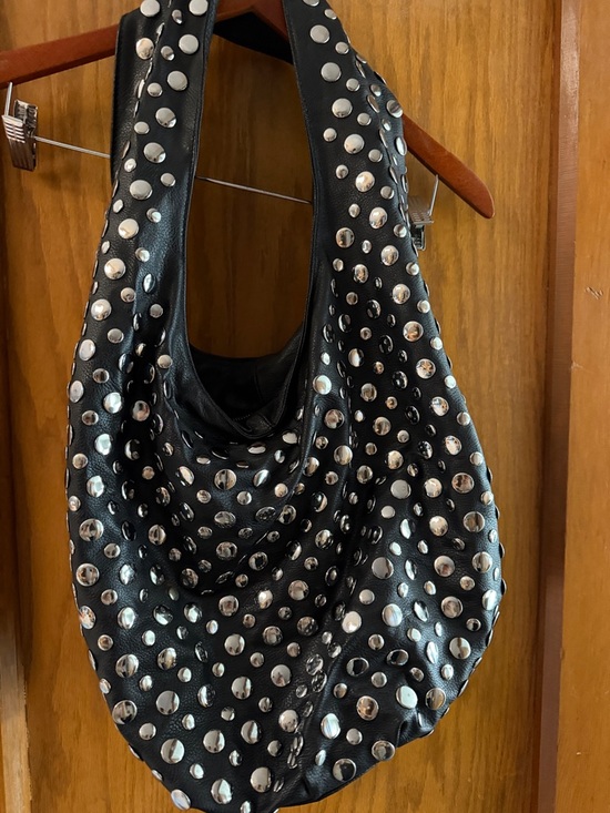 Lionel Handbags - Black Studded Hobo Bag - Chic Evening & Everyday